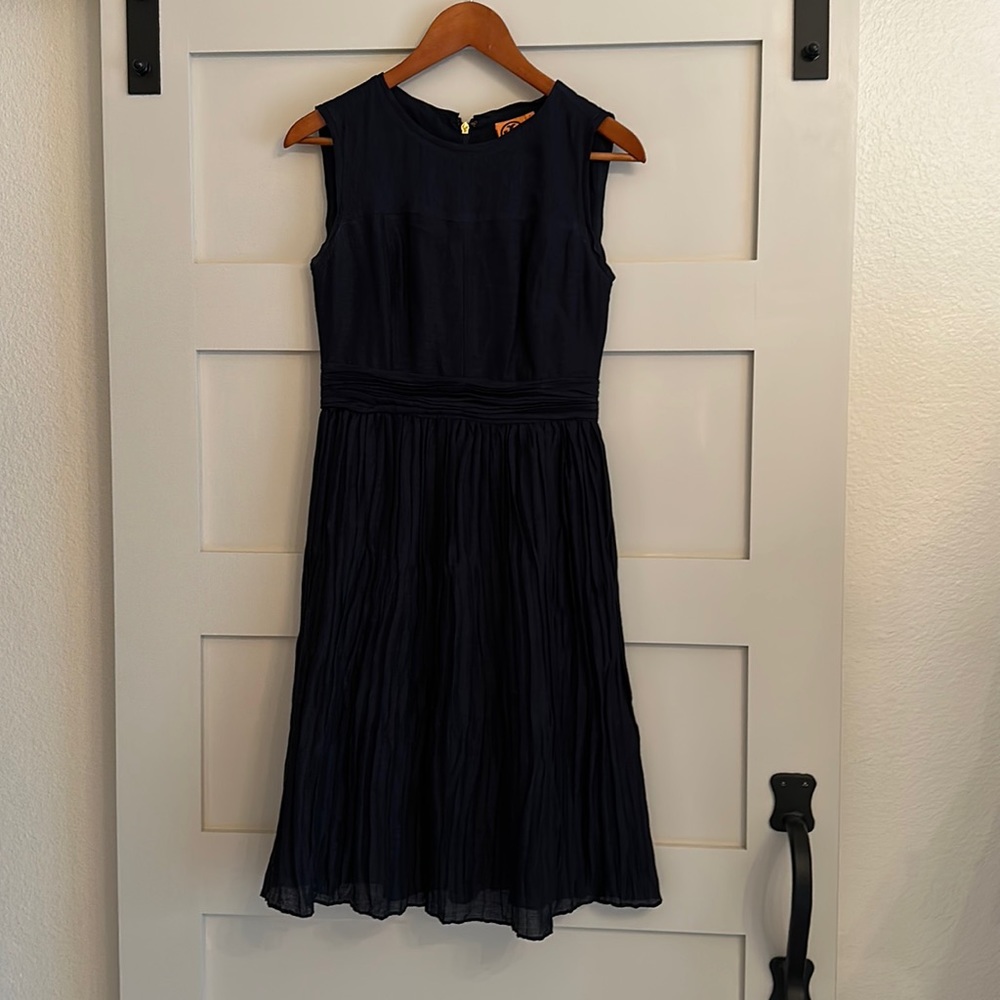 Tory Burch Navy Linen/Silk Dress Size 2